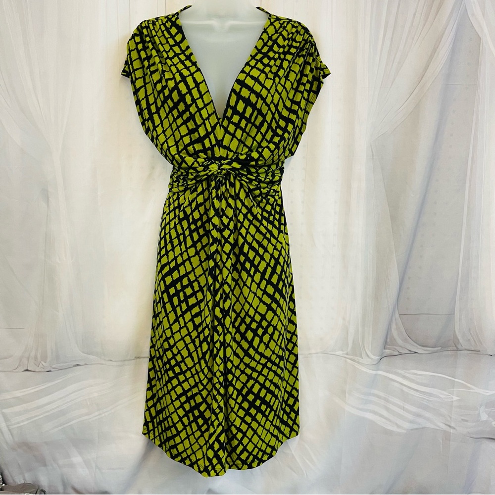 Apt. 9 Lime and Black Checkered Midi Dress